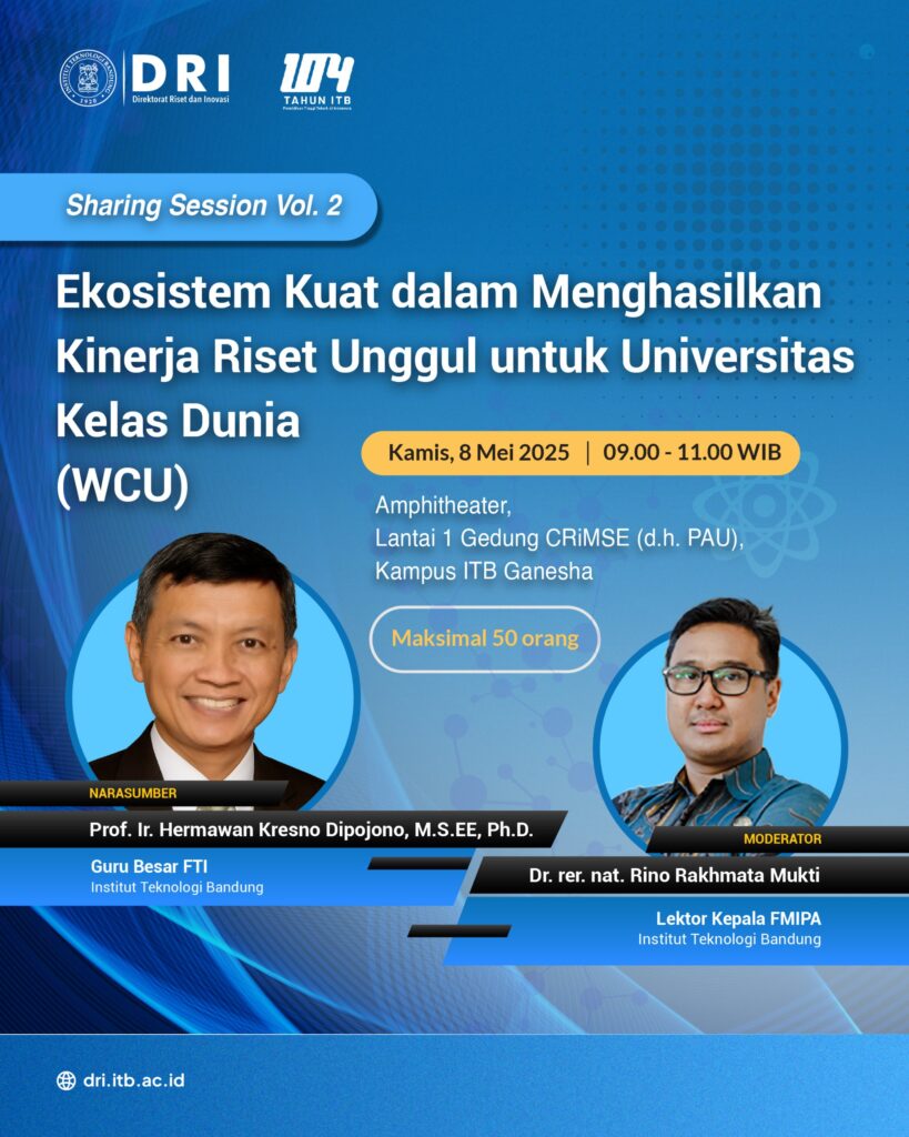Sharing Session Vol. 2 - Ekosistem Kuat dalam Menghasilkan Kinerja Riset Unggul untuk Universitas Kelas Dunia (WCU)